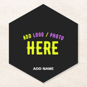 STYLISH MODERN CUSTOMIZABLE BLACK VERIFIED BRANDED PAPER COASTER