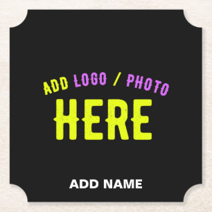 STYLISH MODERN CUSTOMIZABLE BLACK VERIFIED BRANDED PAPER COASTER