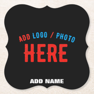 STYLISH MODERN CUSTOMIZABLE BLACK VERIFIED BRANDED PAPER COASTER