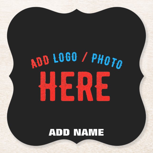 STYLISH MODERN CUSTOMIZABLE BLACK VERIFIED BRANDED PAPER COASTER (Front)