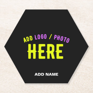 STYLISH MODERN CUSTOMIZABLE BLACK VERIFIED BRANDED PAPER COASTER