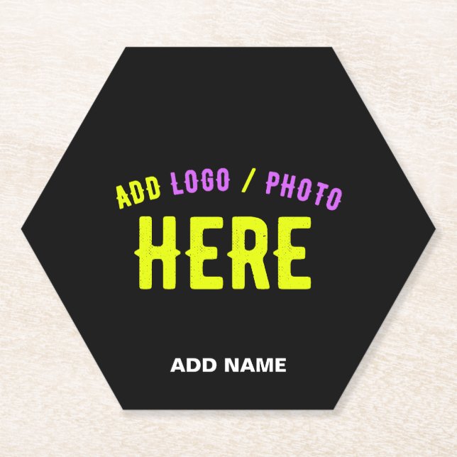 STYLISH MODERN CUSTOMIZABLE BLACK VERIFIED BRANDED PAPER COASTER (Front)