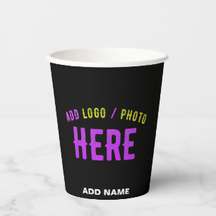 STYLISH MODERN CUSTOMIZABLE BLACK VERIFIED BRANDED PAPER CUPS