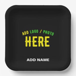 STYLISH MODERN CUSTOMIZABLE BLACK VERIFIED BRANDED PAPER PLATE