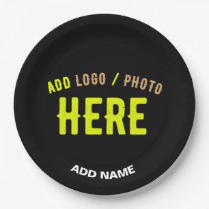 STYLISH MODERN CUSTOMIZABLE BLACK VERIFIED BRANDED PAPER PLATE