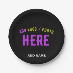 STYLISH MODERN CUSTOMIZABLE BLACK VERIFIED BRANDED PAPER PLATE