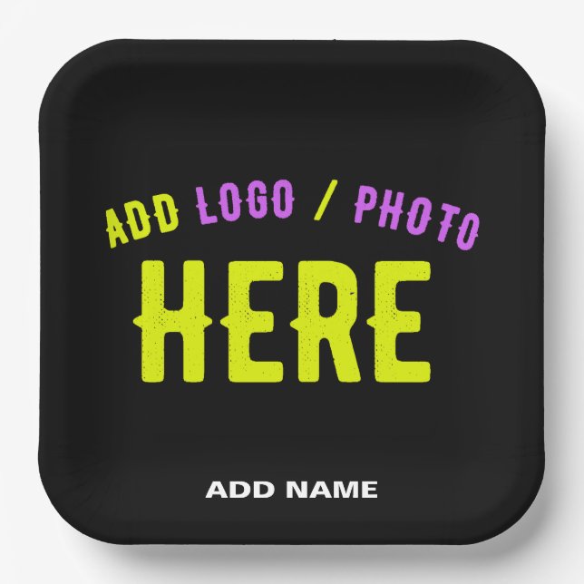 STYLISH MODERN CUSTOMIZABLE BLACK VERIFIED BRANDED PAPER PLATE (Front)
