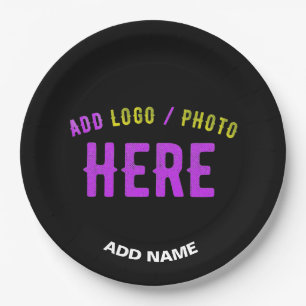 STYLISH MODERN CUSTOMIZABLE BLACK VERIFIED BRANDED PAPER PLATE