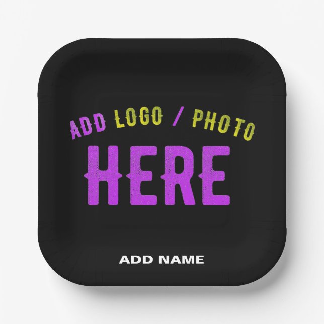 STYLISH MODERN CUSTOMIZABLE BLACK VERIFIED BRANDED PAPER PLATE (Front)