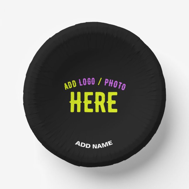 STYLISH MODERN CUSTOMIZABLE BLACK VERIFIED BRANDED PAPER PLATE (Front)