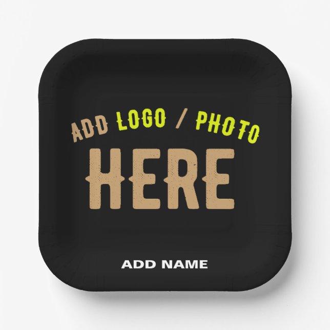 STYLISH MODERN CUSTOMIZABLE BLACK VERIFIED BRANDED PAPER PLATE (Front)