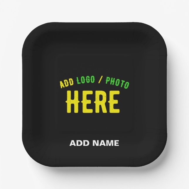 STYLISH MODERN CUSTOMIZABLE BLACK VERIFIED BRANDED PAPER PLATE (Front)