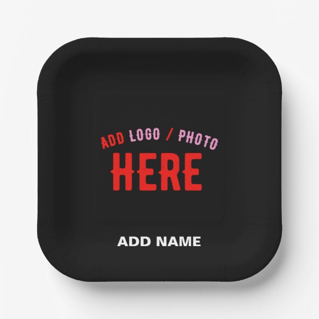 STYLISH MODERN CUSTOMIZABLE BLACK VERIFIED BRANDED PAPER PLATE (Front)
