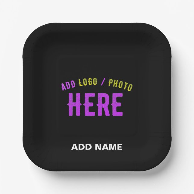 STYLISH MODERN CUSTOMIZABLE BLACK VERIFIED BRANDED PAPER PLATE (Front)