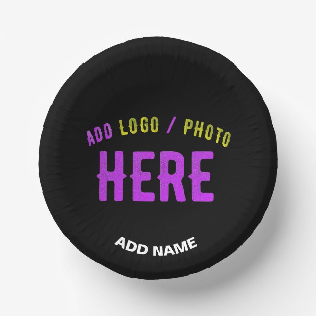 STYLISH MODERN CUSTOMIZABLE BLACK VERIFIED BRANDED PAPER PLATE (Front)