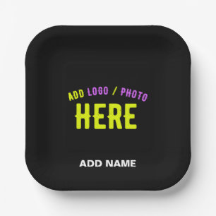 STYLISH MODERN CUSTOMIZABLE BLACK VERIFIED BRANDED PAPER PLATE