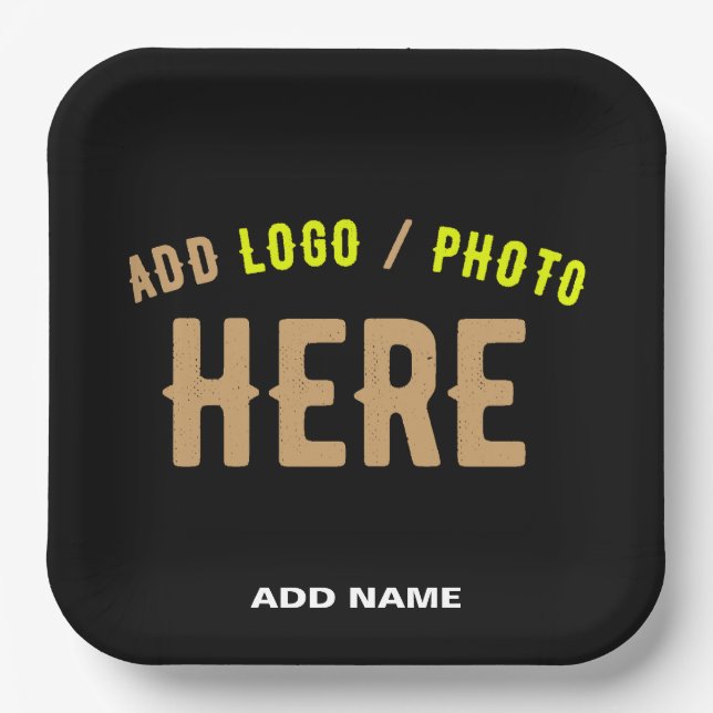 STYLISH MODERN CUSTOMIZABLE BLACK VERIFIED BRANDED PAPER PLATE (Front)