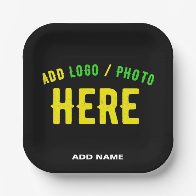 STYLISH MODERN CUSTOMIZABLE BLACK VERIFIED BRANDED PAPER PLATE (Front)