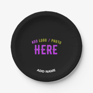 STYLISH MODERN CUSTOMIZABLE BLACK VERIFIED BRANDED PAPER PLATE