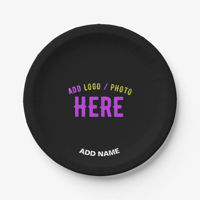 STYLISH MODERN CUSTOMIZABLE BLACK VERIFIED BRANDED PAPER PLATE (Front)