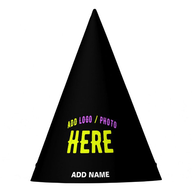 STYLISH MODERN CUSTOMIZABLE BLACK VERIFIED BRANDED PARTY HAT (Front)