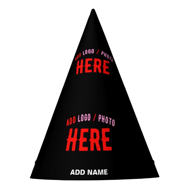 STYLISH MODERN CUSTOMIZABLE BLACK VERIFIED BRANDED PARTY HAT (Front)