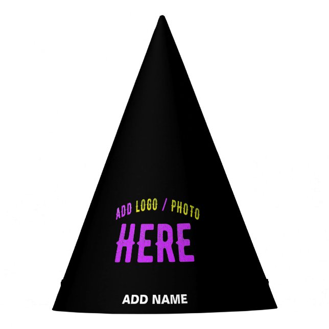 STYLISH MODERN CUSTOMIZABLE BLACK VERIFIED BRANDED PARTY HAT (Front)