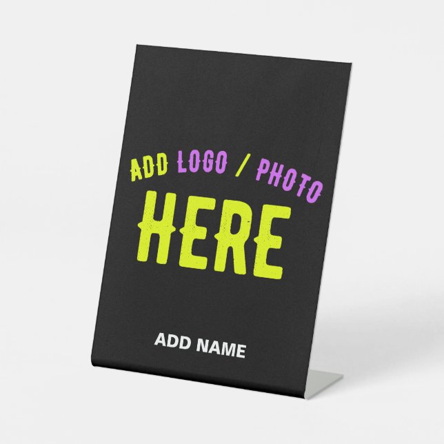 STYLISH MODERN CUSTOMIZABLE BLACK VERIFIED BRANDED PEDESTAL SIGN (Front)