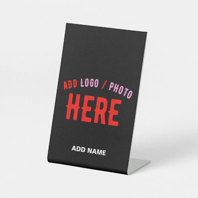 STYLISH MODERN CUSTOMIZABLE BLACK VERIFIED BRANDED PEDESTAL SIGN (Front)