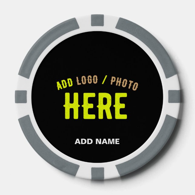 STYLISH MODERN CUSTOMIZABLE BLACK VERIFIED BRANDED POKER CHIPS (Front)
