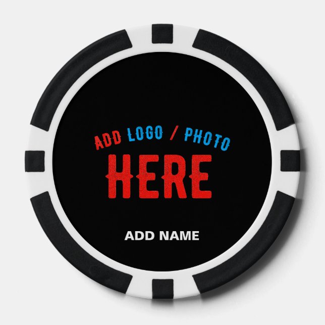STYLISH MODERN CUSTOMIZABLE BLACK VERIFIED BRANDED POKER CHIPS (Front)