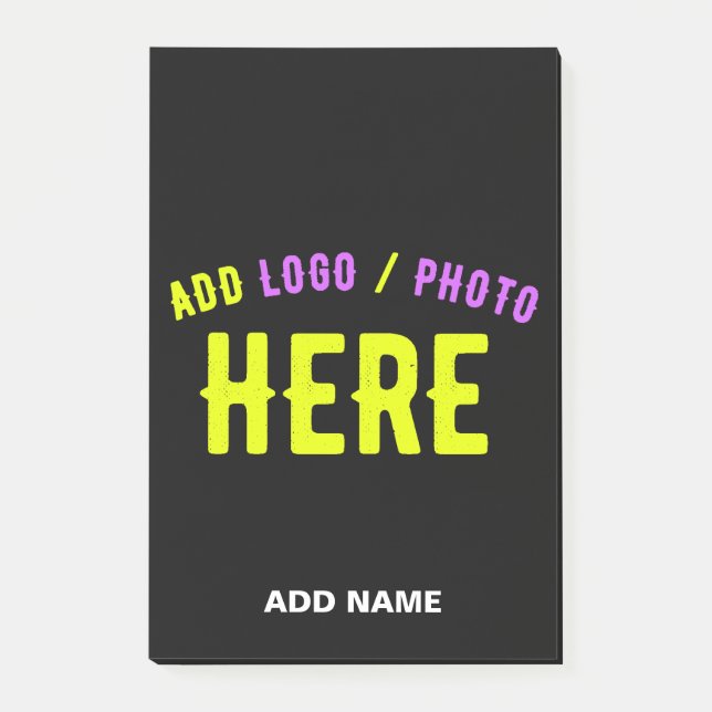 STYLISH MODERN CUSTOMIZABLE BLACK VERIFIED BRANDED POST-IT NOTES (Front)