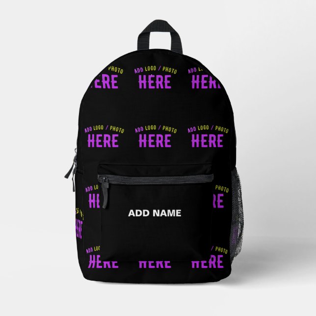 STYLISH MODERN CUSTOMIZABLE BLACK VERIFIED BRANDED PRINTED BACKPACK (Front)