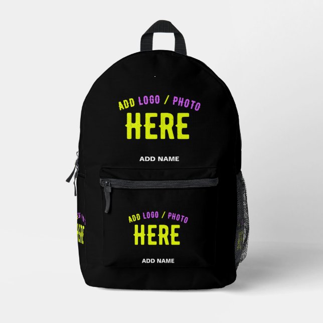 STYLISH MODERN CUSTOMIZABLE BLACK VERIFIED BRANDED PRINTED BACKPACK (Front)