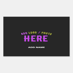 STYLISH MODERN CUSTOMIZABLE BLACK VERIFIED BRANDED RECTANGULAR STICKER