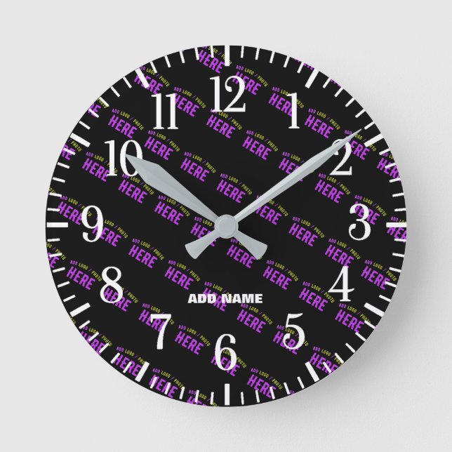 STYLISH MODERN CUSTOMIZABLE BLACK VERIFIED BRANDED ROUND CLOCK (Front)