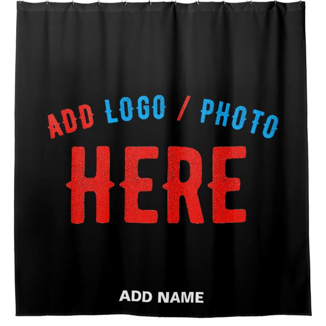 STYLISH MODERN CUSTOMIZABLE BLACK VERIFIED BRANDED SHOWER CURTAIN (Front)