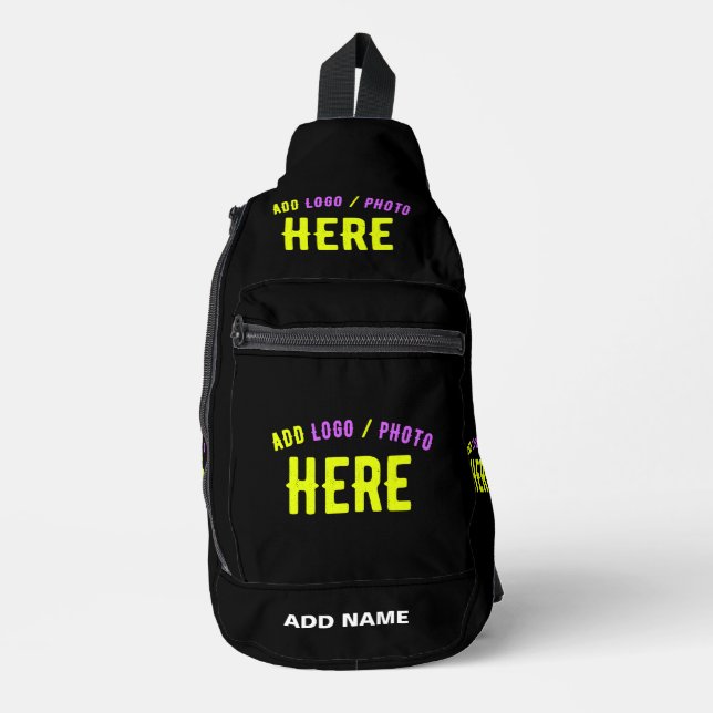 STYLISH MODERN CUSTOMIZABLE BLACK VERIFIED BRANDED SLING BAG (Front)
