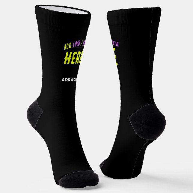 STYLISH MODERN CUSTOMIZABLE BLACK VERIFIED BRANDED SOCKS (Angled)