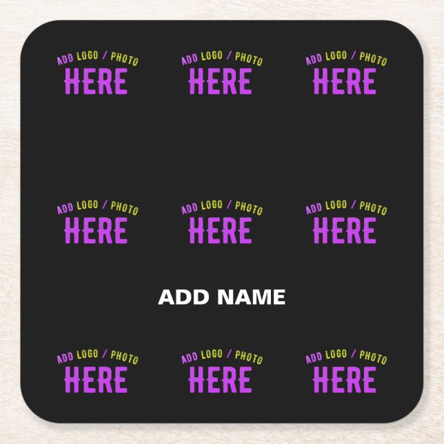 STYLISH MODERN CUSTOMIZABLE BLACK VERIFIED BRANDED SQUARE PAPER COASTER (Front)