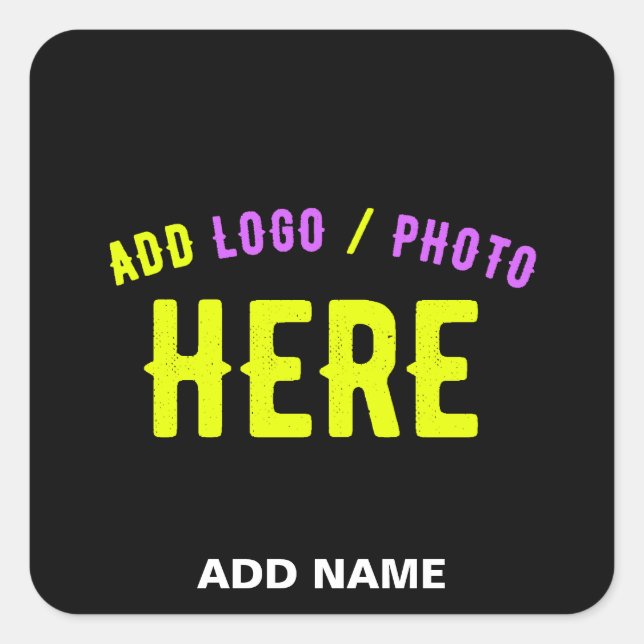 STYLISH MODERN CUSTOMIZABLE BLACK VERIFIED BRANDED SQUARE STICKER (Front)
