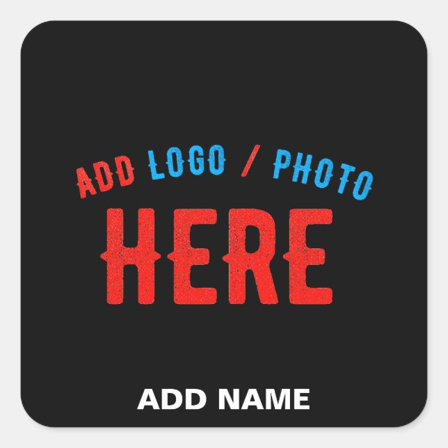 STYLISH MODERN CUSTOMIZABLE BLACK VERIFIED BRANDED SQUARE STICKER (Front)