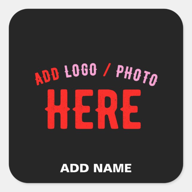 STYLISH MODERN CUSTOMIZABLE BLACK VERIFIED BRANDED SQUARE STICKER (Front)