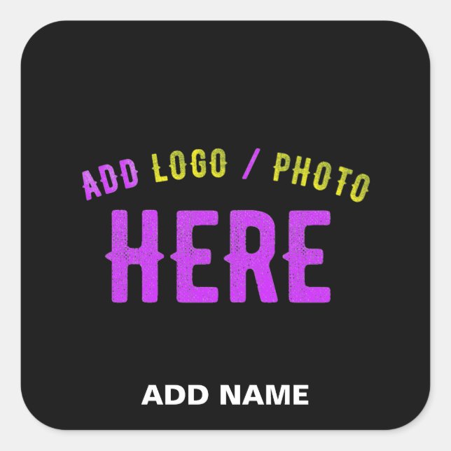 STYLISH MODERN CUSTOMIZABLE BLACK VERIFIED BRANDED SQUARE STICKER (Front)