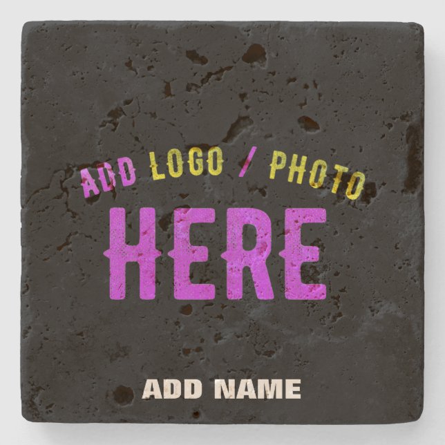 STYLISH MODERN CUSTOMIZABLE BLACK VERIFIED BRANDED STONE COASTER (Front)