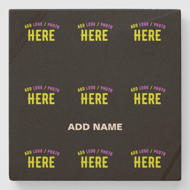 STYLISH MODERN CUSTOMIZABLE BLACK VERIFIED BRANDED STONE COASTER (Front)