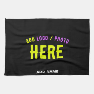 STYLISH MODERN CUSTOMIZABLE BLACK VERIFIED BRANDED TEA TOWEL