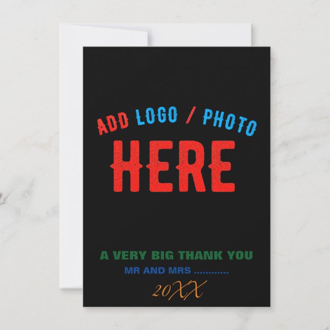 STYLISH MODERN CUSTOMIZABLE BLACK VERIFIED BRANDED THANK YOU CARD (Front)