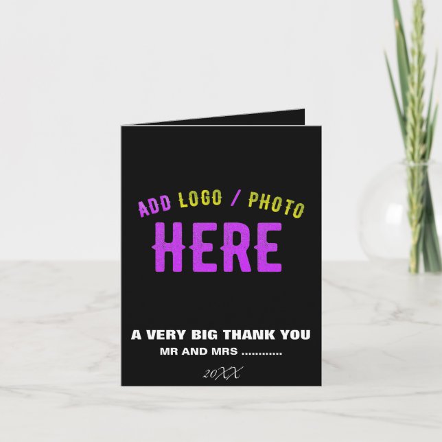 STYLISH MODERN CUSTOMIZABLE BLACK VERIFIED BRANDED THANK YOU CARD (Front)