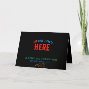 STYLISH MODERN CUSTOMIZABLE BLACK VERIFIED BRANDED THANK YOU CARD